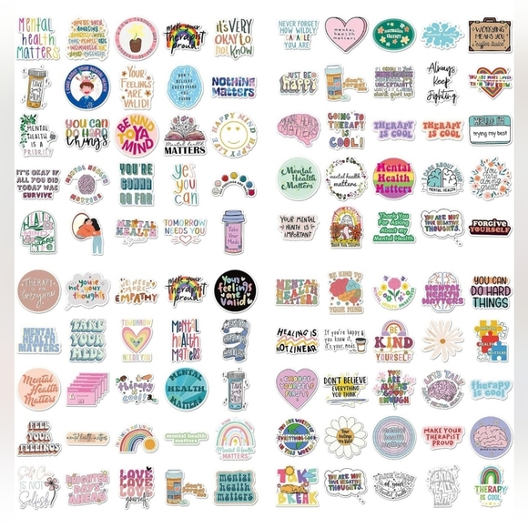 100 Mental Health Stickers for Laptops, Water Bottles & More - Picture 7 of 8